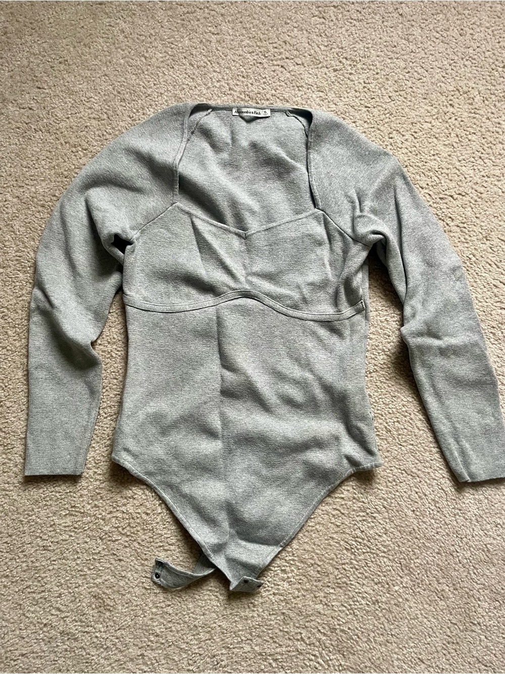 Abercrombie & Fitch Gray Sweetheart Bodysuit Sweater